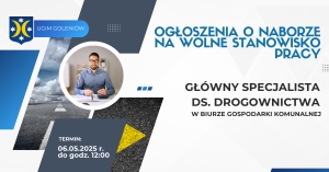 Nabór na stanowisko: Główny Specjalista ds. drogownictwa